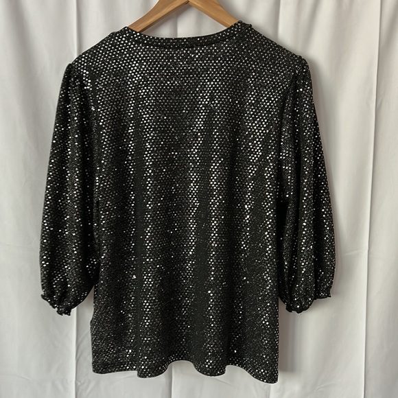 Nanette Lepore Gorgeous Sequin 3/4 Sleeve Shirt Top **Size XL** - Picture 2 of 3